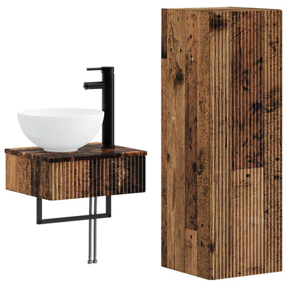 Badkamermeubelset 2 st Oud hout 33 x 34,5 x 100 cm Bewerkt hout