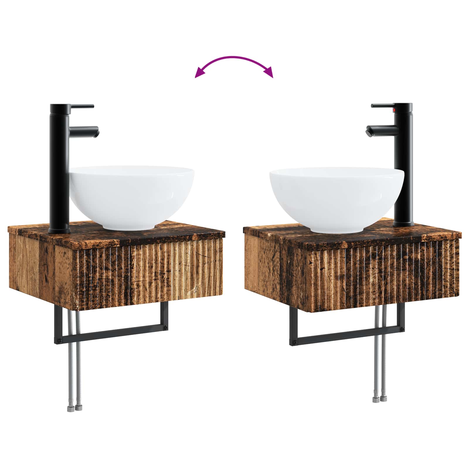 Badkamermeubelset 2 st Oud hout 33 x 34,5 x 100 cm Bewerkt hout