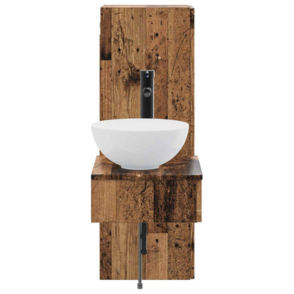 Badkamermeubelset 2 st Oud hout 33 x 34,5 x 100 cm Bewerkt hout
