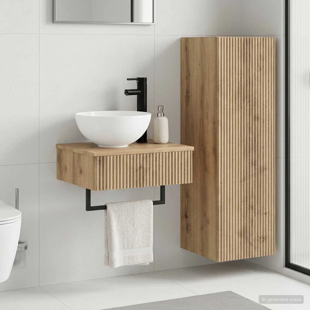 Badkamermeubelset 2 st Artisanaal eiken 33 x 34,5 x 100 cm
