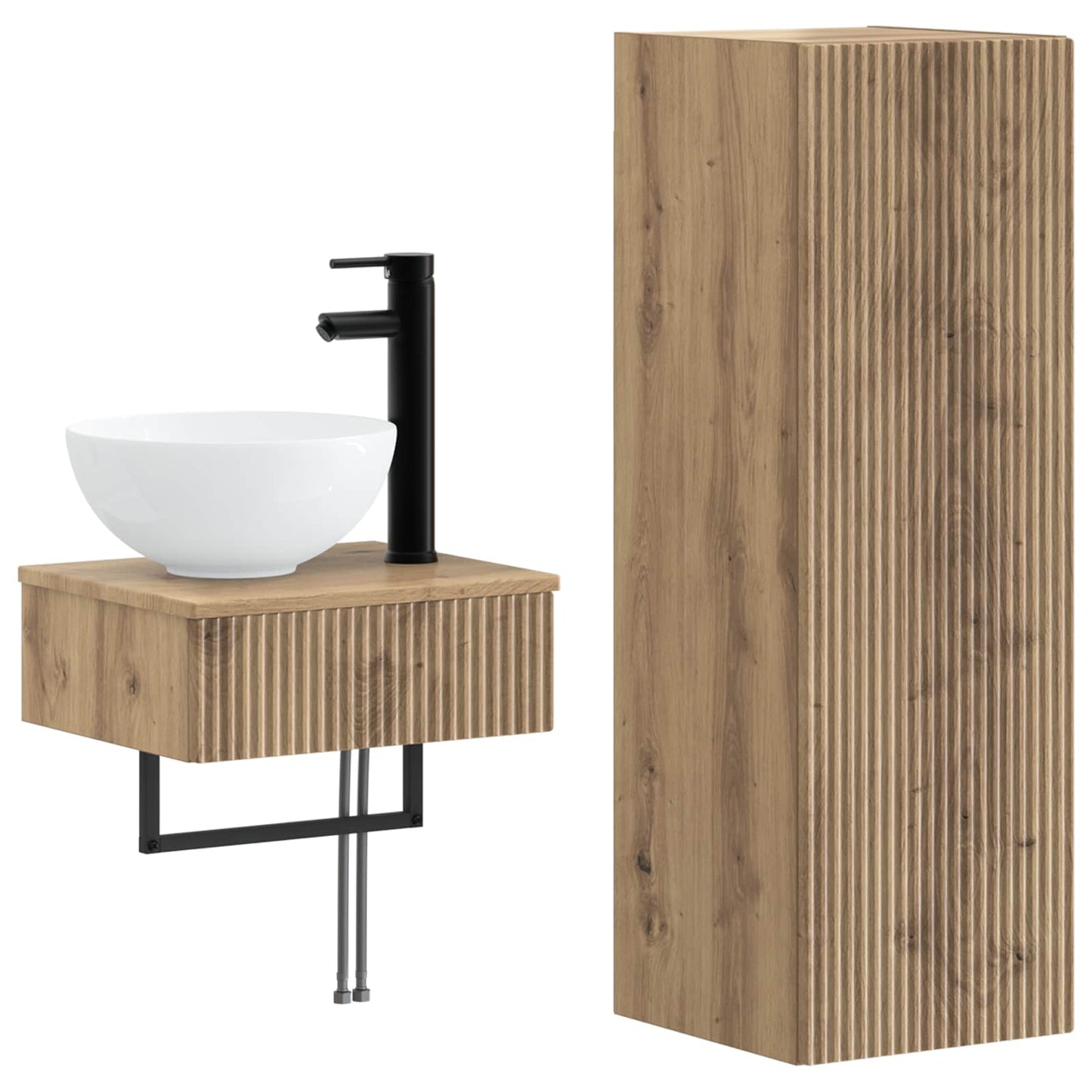 Badkamermeubelset 2 st Artisanaal eiken 33 x 34,5 x 100 cm