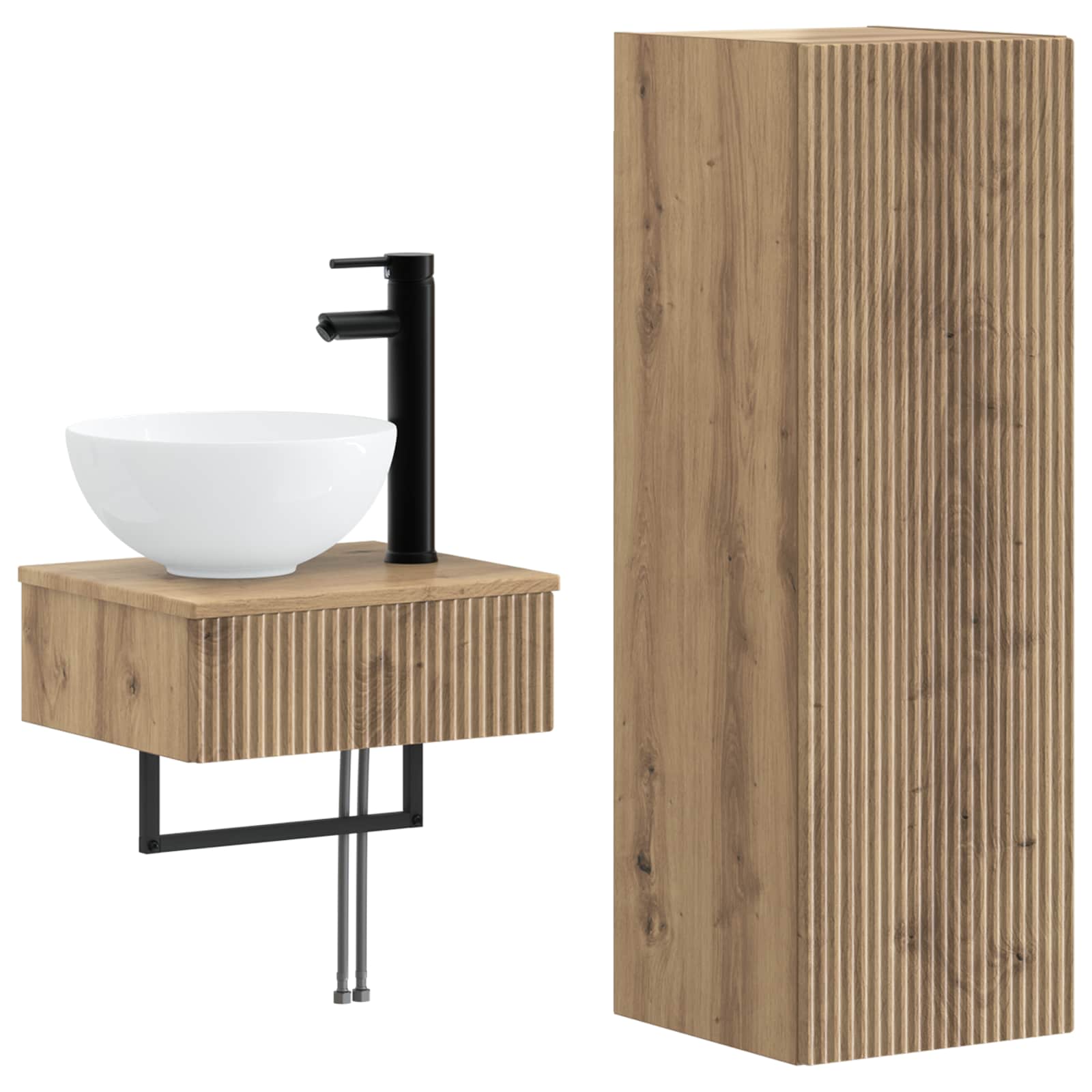 Badkamermeubelset 2 st Artisanaal eiken 33 x 34,5 x 100 cm