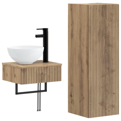 Badkamermeubelset 2 st Artisanaal eiken 33 x 34,5 x 100 cm