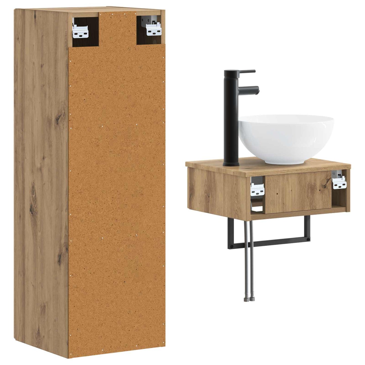 Badkamermeubelset 2 st Artisanaal eiken 33 x 34,5 x 100 cm