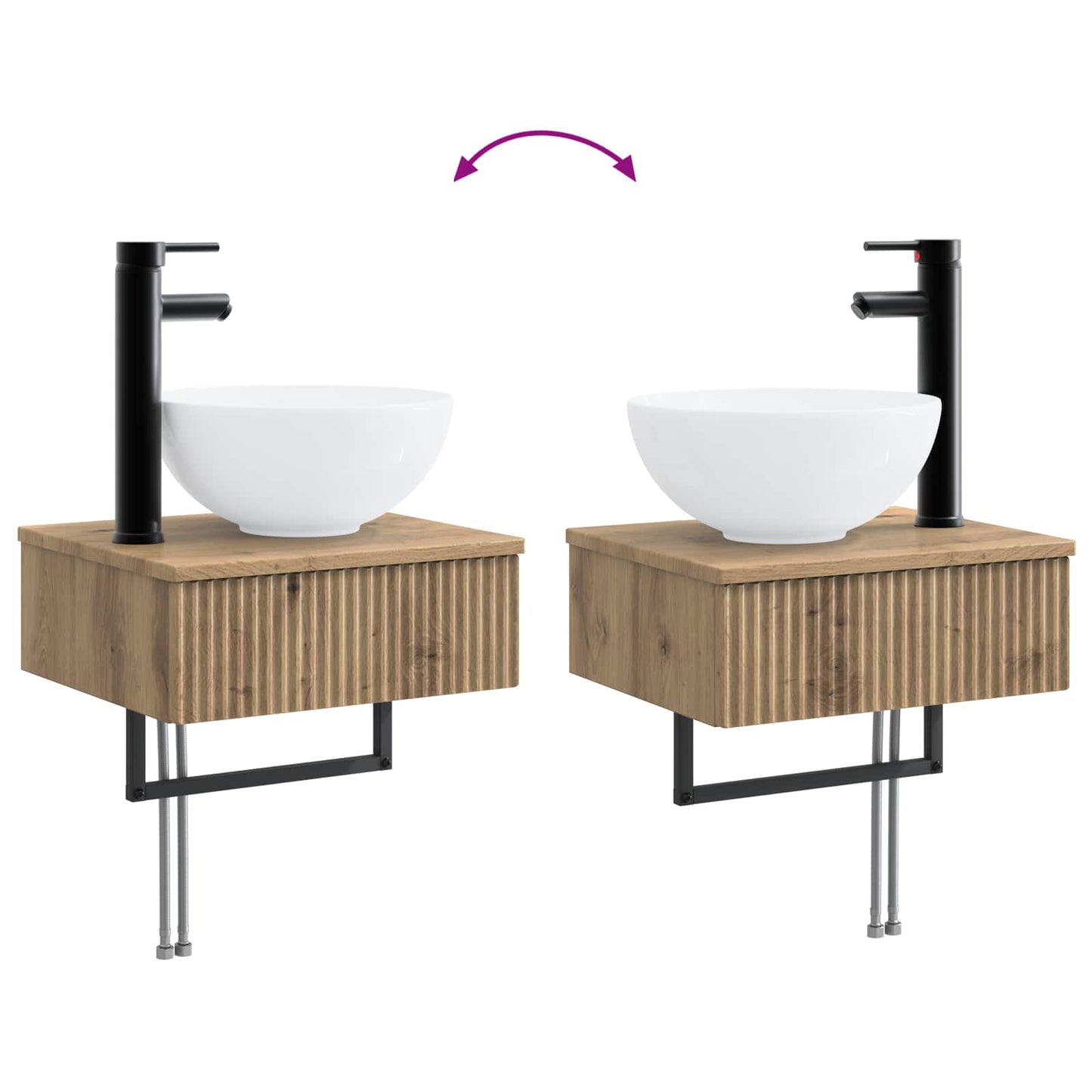 Badkamermeubelset 2 st Artisanaal eiken 33 x 34,5 x 100 cm