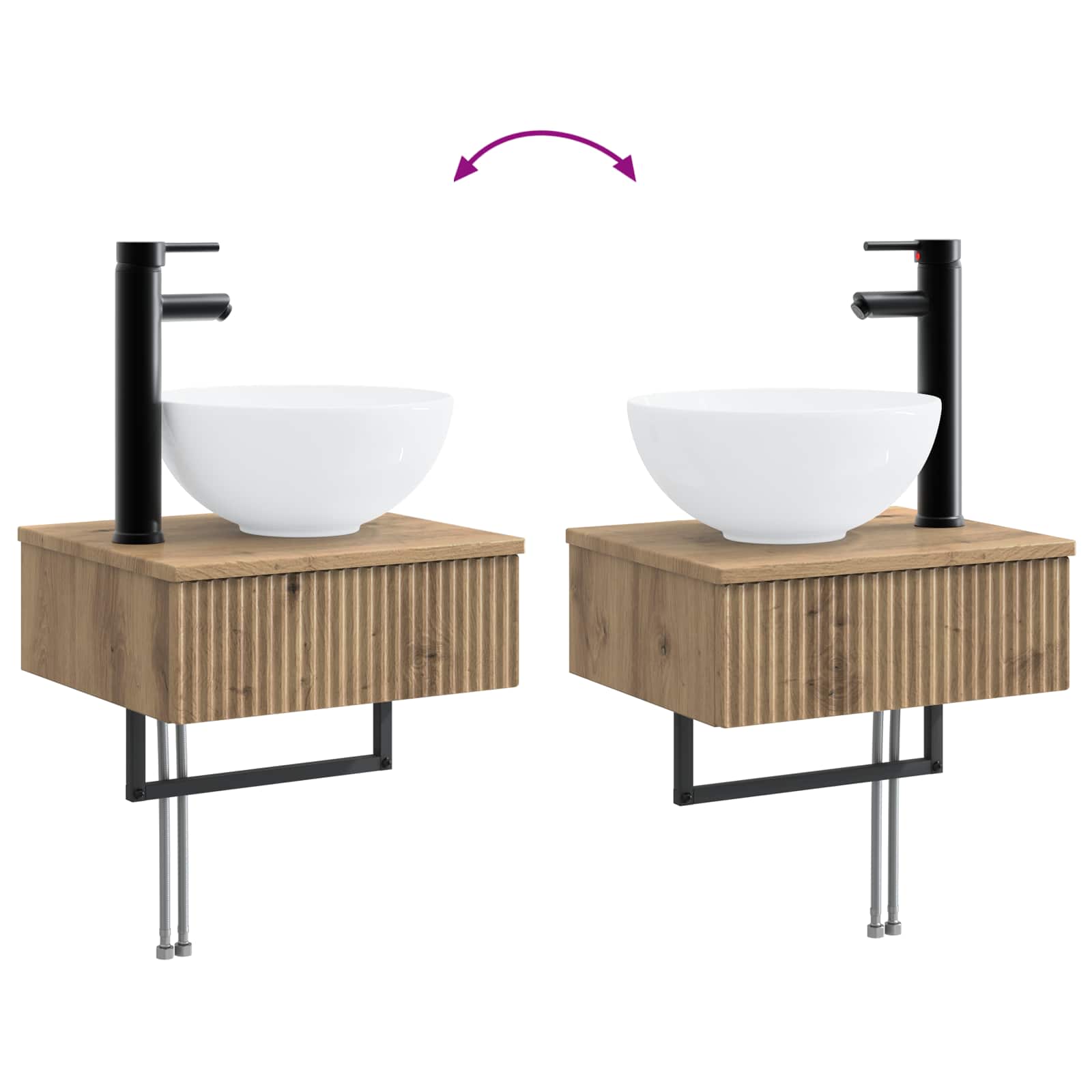 Badkamermeubelset 2 st Artisanaal eiken 33 x 34,5 x 100 cm