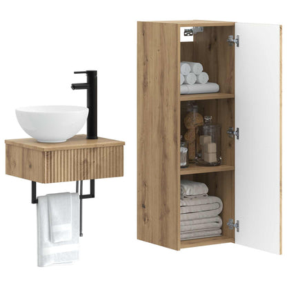 Badkamermeubelset 2 st Artisanaal eiken 33 x 34,5 x 100 cm
