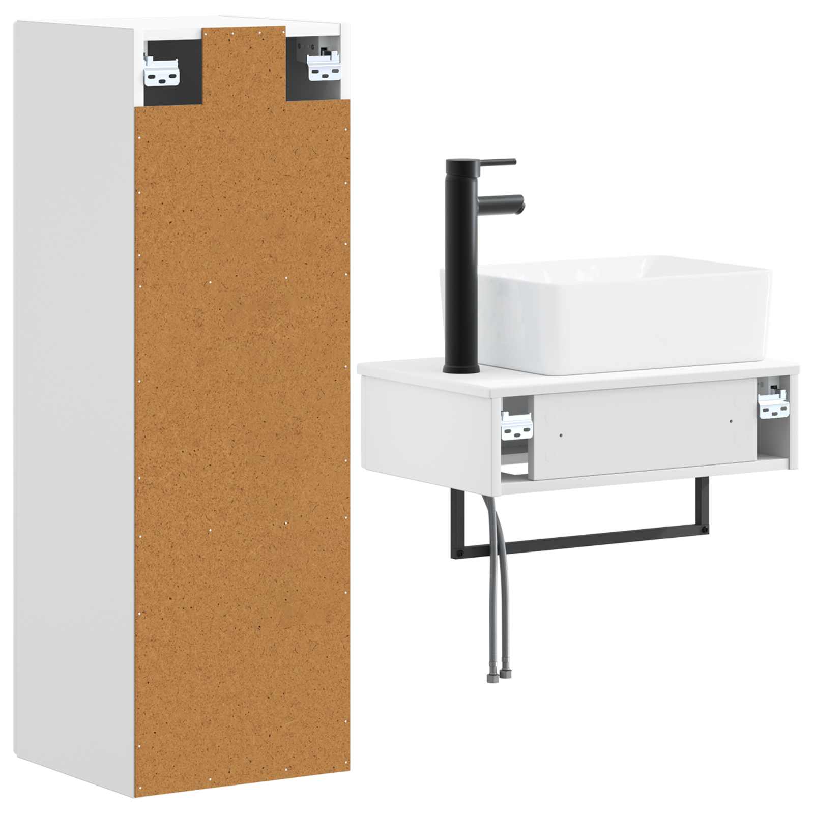 Badkamermeubelset 2 st Wit 33 x 34,5 x 100 cm Bewerkt hout