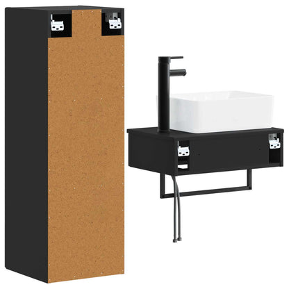 Badkamermeubelset 2 st Zwart 33 x 34,5 x 100 cm Bewerkt hout