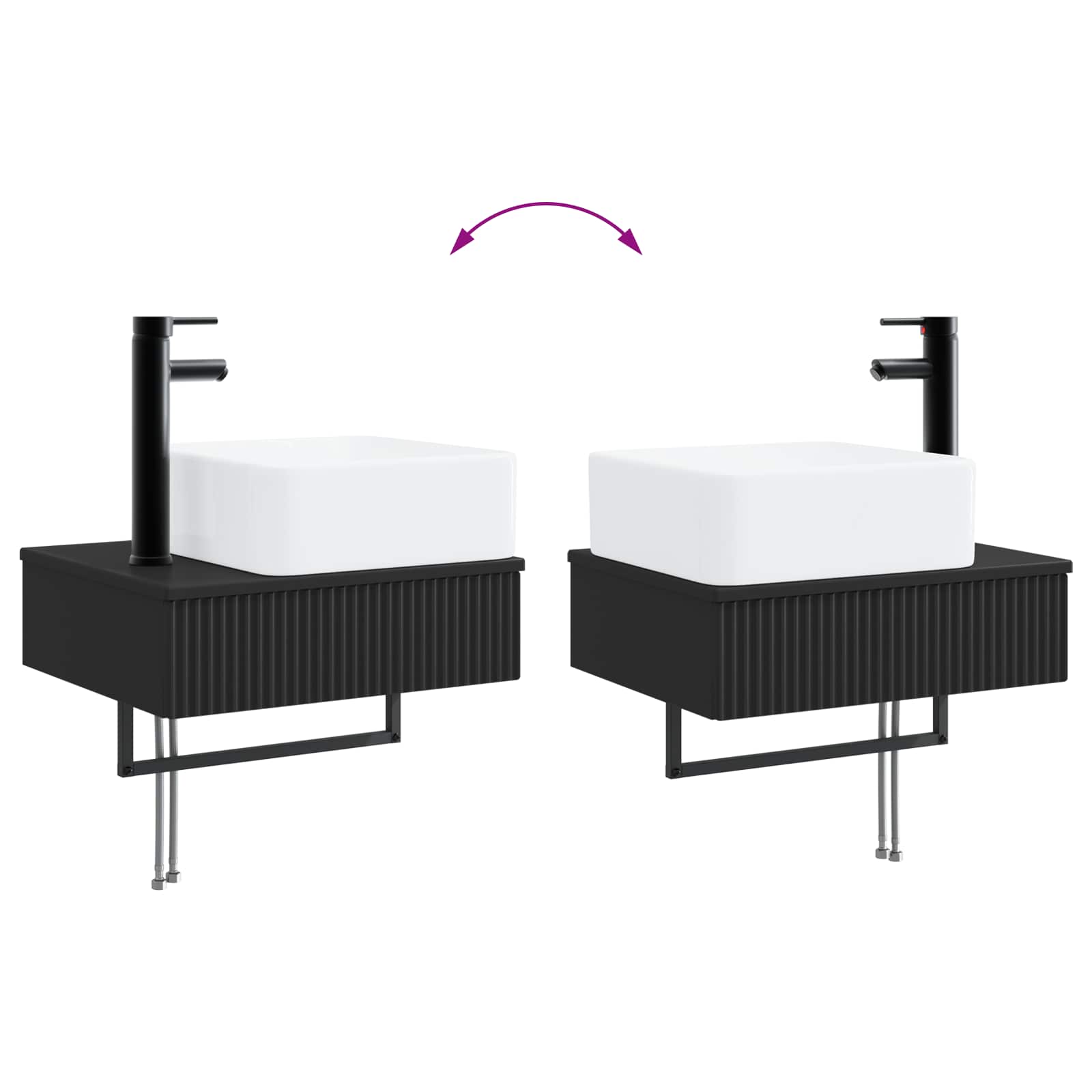 Badkamermeubelset 2 st Zwart 33 x 34,5 x 100 cm Bewerkt hout