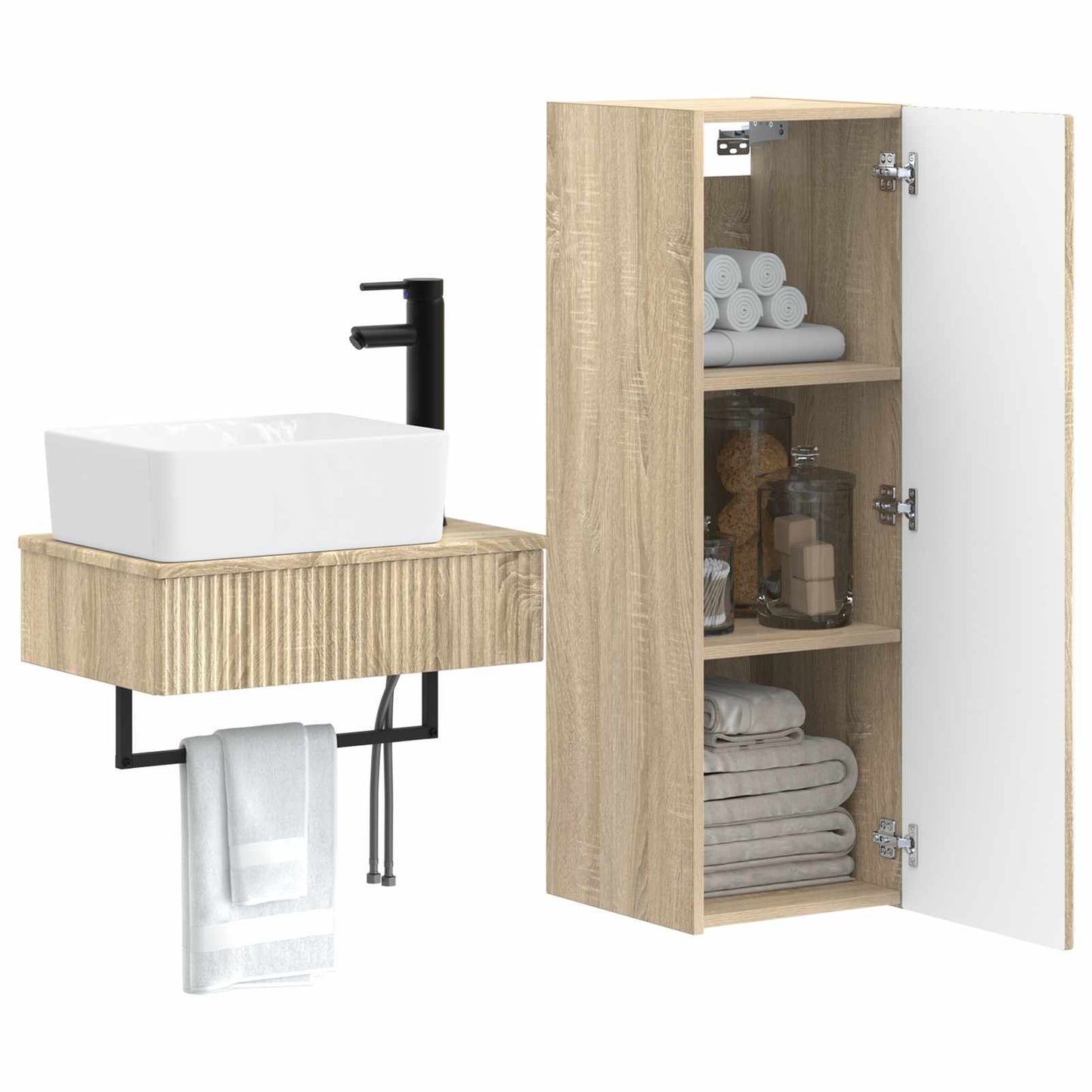 Badkamermeubelset 2 st Sonoma Eiken 33 x 34,5 x 100 cm