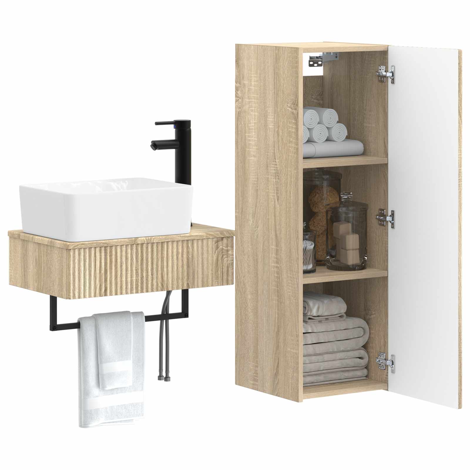 Badkamermeubelset 2 st Sonoma Eiken 33 x 34,5 x 100 cm
