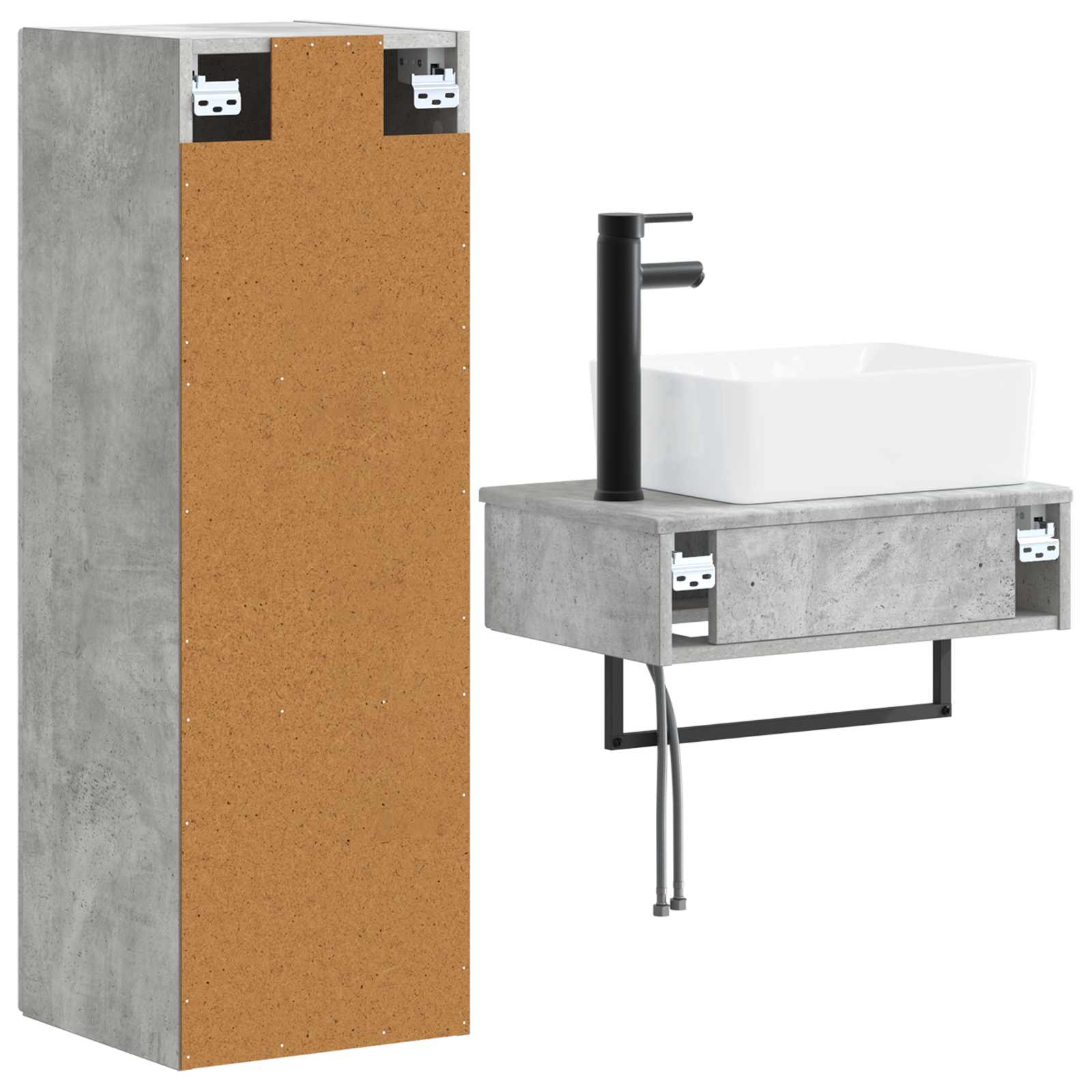 Badkamermeubelset 2 st Betongrijs 33 x 34,5 x 100 cm