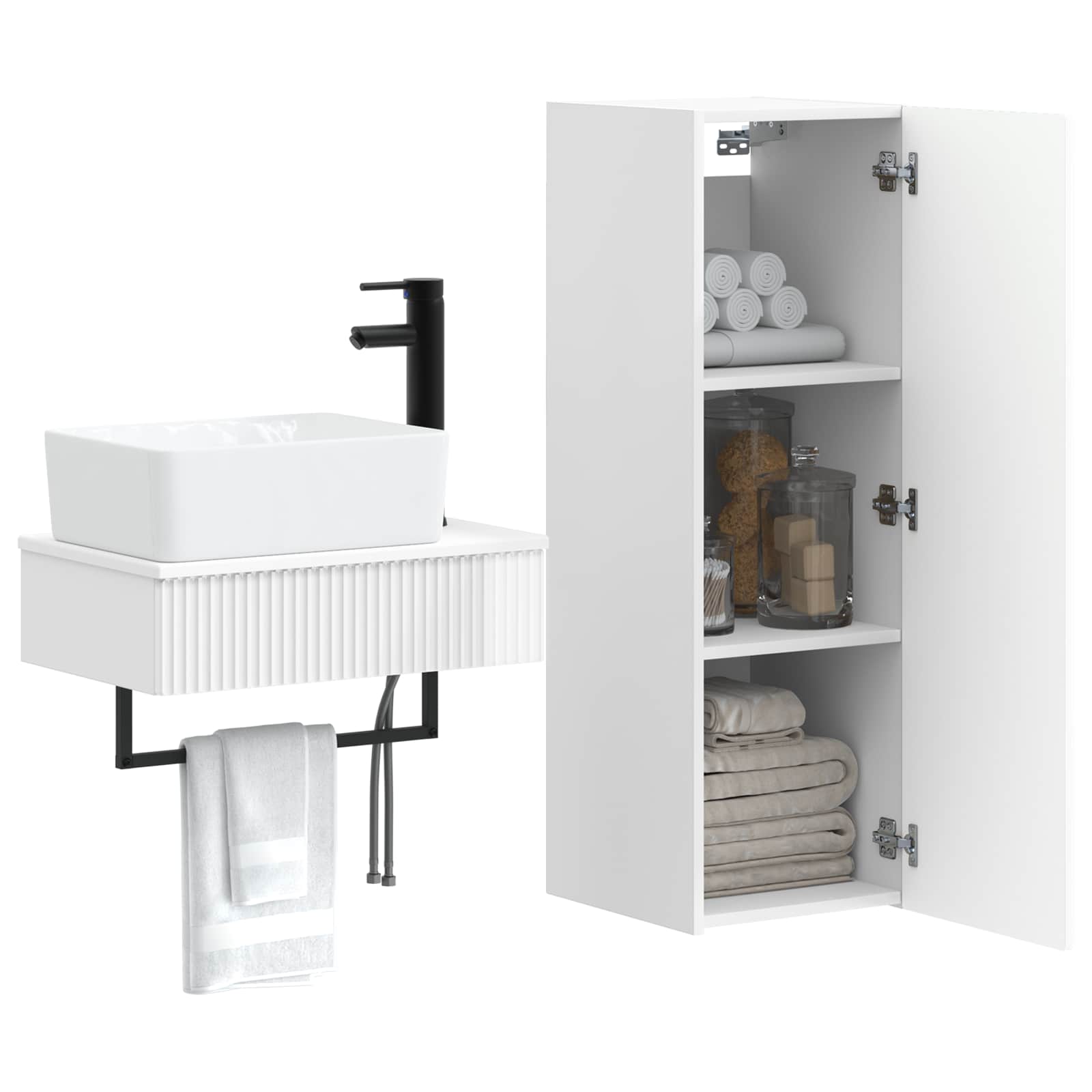 Badkamermeubelset 2 st Hoogglans Wit 33 x 34,5 x 100 cm