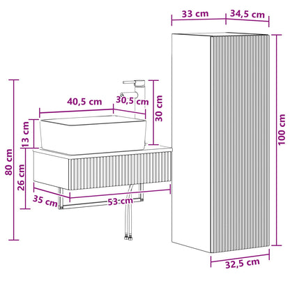 Badkamermeubelset 2 st Hoogglans Wit 33 x 34,5 x 100 cm