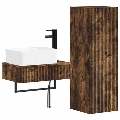 Badkamermeubelset 2 st Gerookt eiken 33 x 34,5 x 100 cm