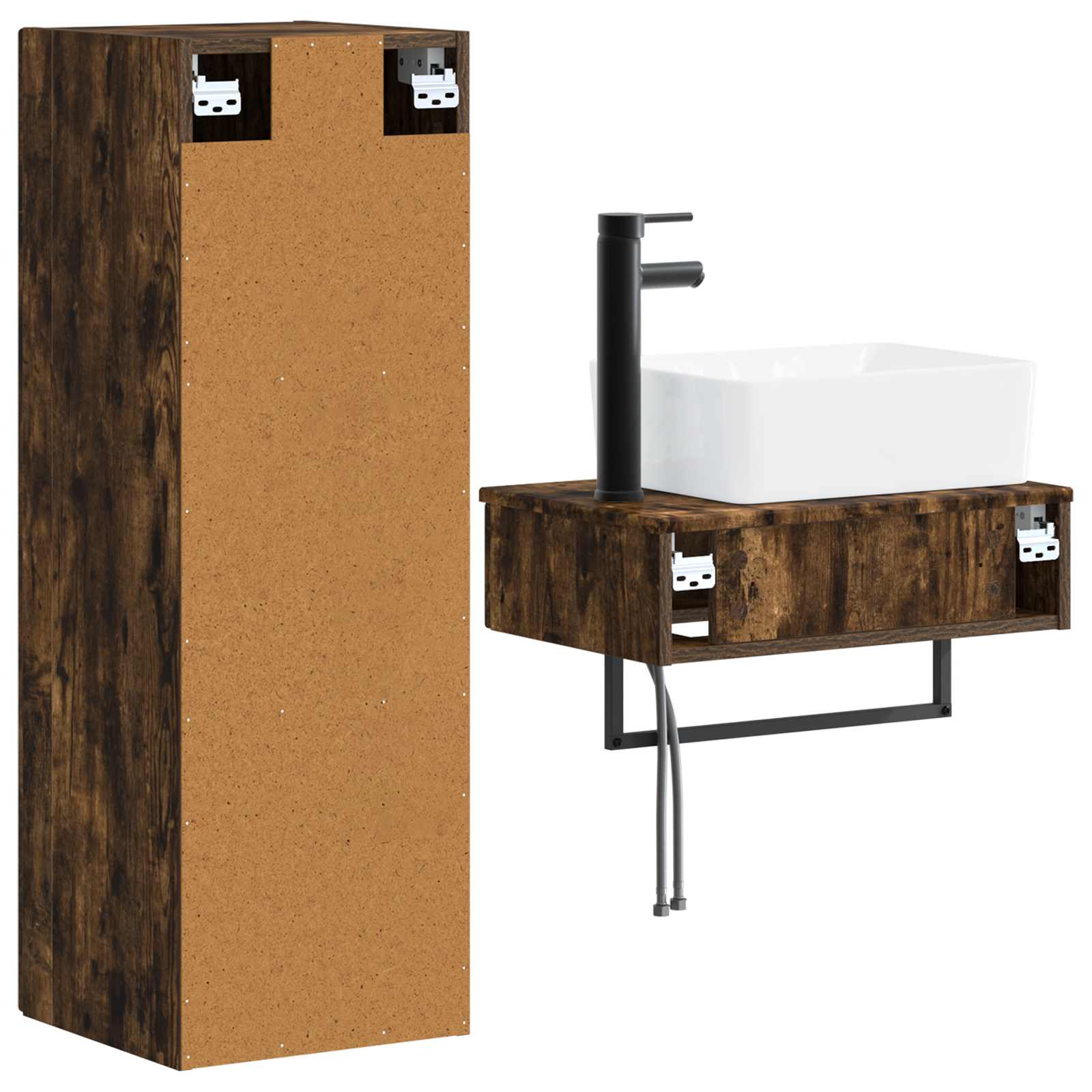 Badkamermeubelset 2 st Gerookt eiken 33 x 34,5 x 100 cm