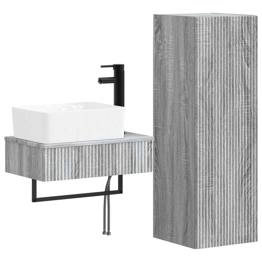 Badkamermeubelset 2 st Grijs Sonoma 33 x 34,5 x 100 cm