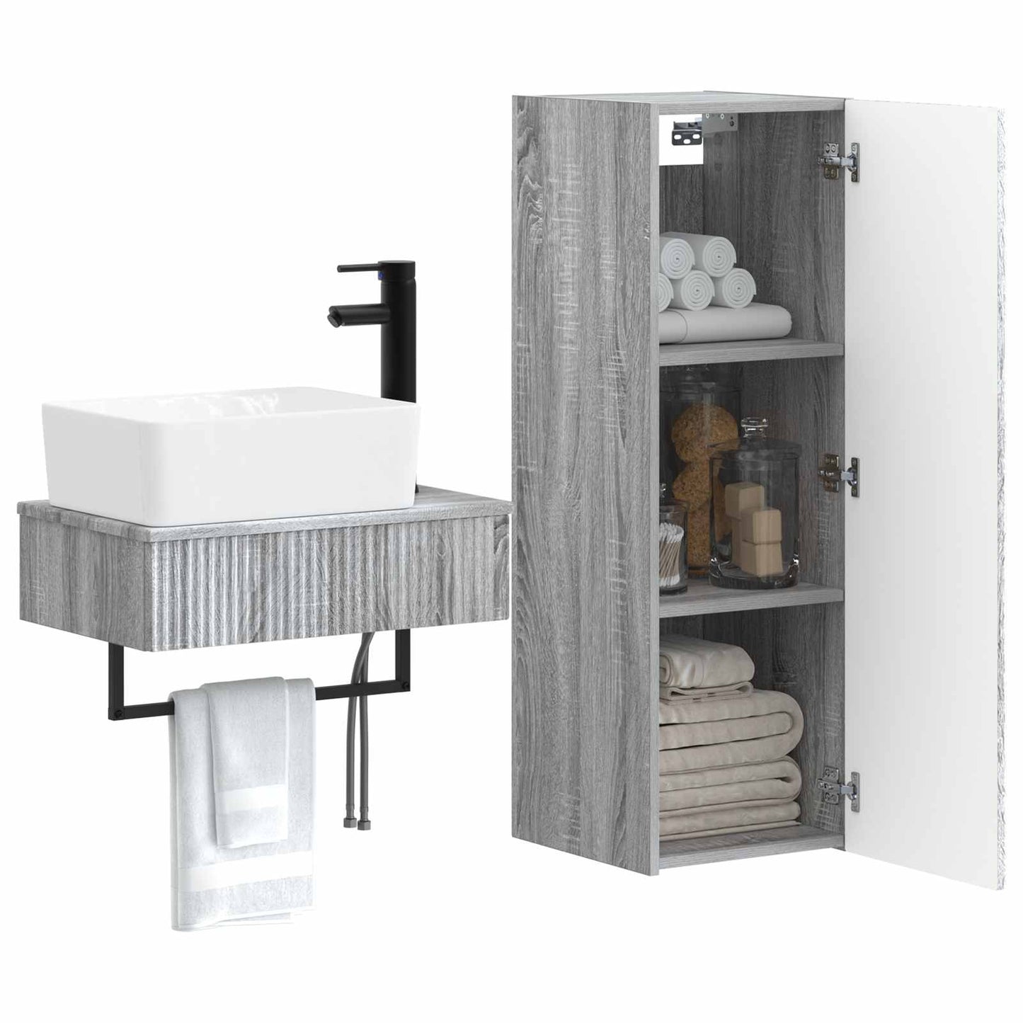 Badkamermeubelset 2 st Grijs Sonoma 33 x 34,5 x 100 cm