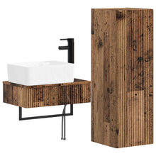 Badkamermeubelset 2 st Oud hout 33 x 34,5 x 100 cm Bewerkt hout