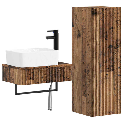 Badkamermeubelset 2 st Oud hout 33 x 34,5 x 100 cm Bewerkt hout