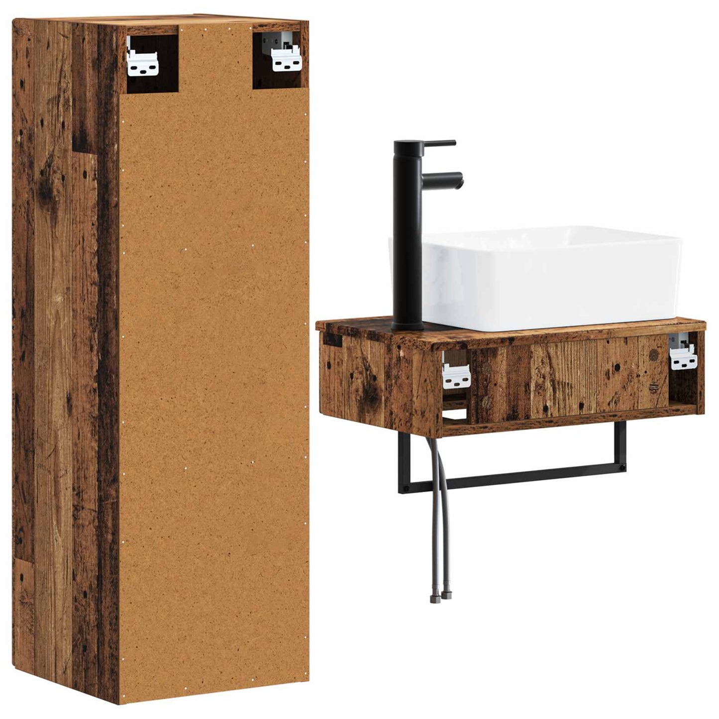 Badkamermeubelset 2 st Oud hout 33 x 34,5 x 100 cm Bewerkt hout