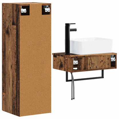 Badkamermeubelset 2 st Oud hout 33 x 34,5 x 100 cm Bewerkt hout