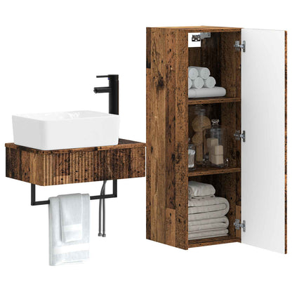Badkamermeubelset 2 st Oud hout 33 x 34,5 x 100 cm Bewerkt hout