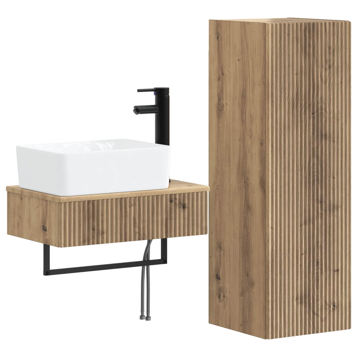 Badkamermeubelset 2 st Artisanaal eiken 33 x 34,5 x 100 cm