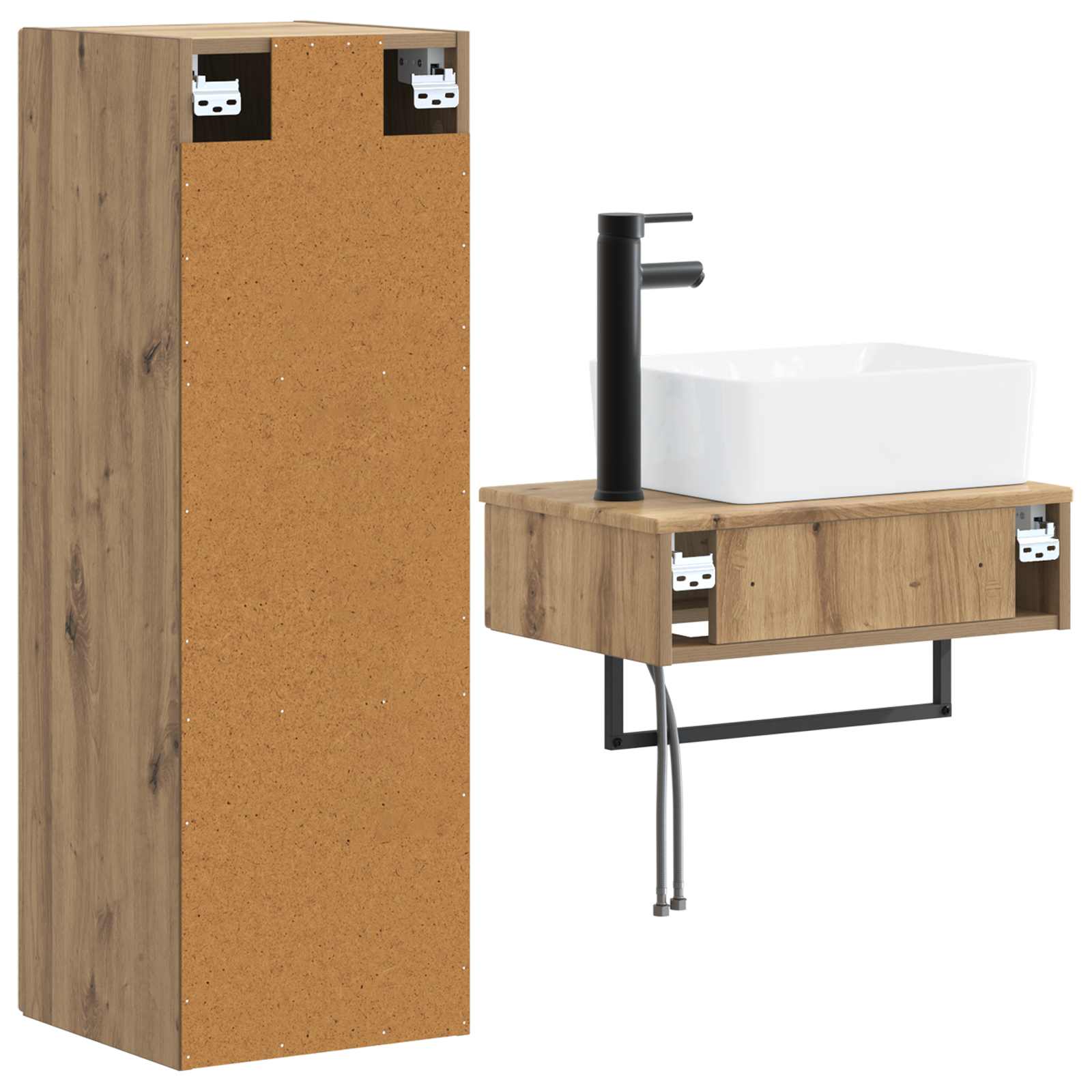 Badkamermeubelset 2 st Artisanaal eiken 33 x 34,5 x 100 cm