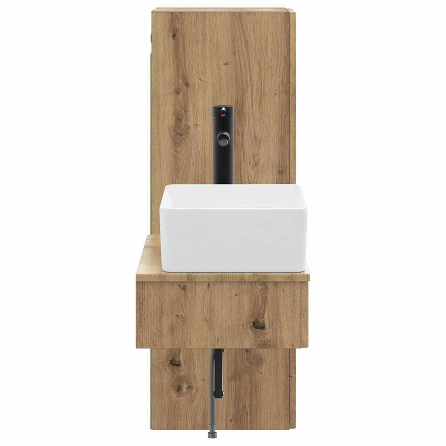 Badkamermeubelset 2 st Artisanaal eiken 33 x 34,5 x 100 cm