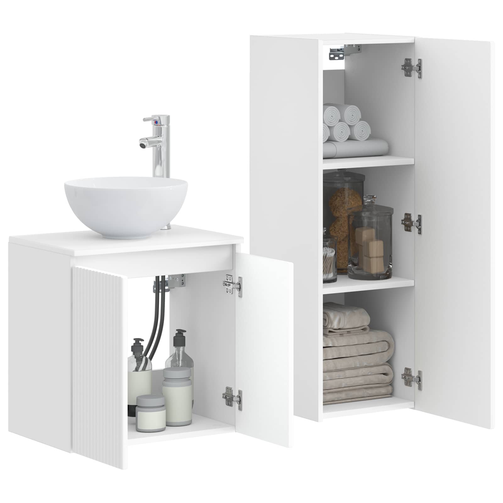 Badkamermeubelset 2 st Wit 33 x 34,5 x 100 cm Bewerkt hout
