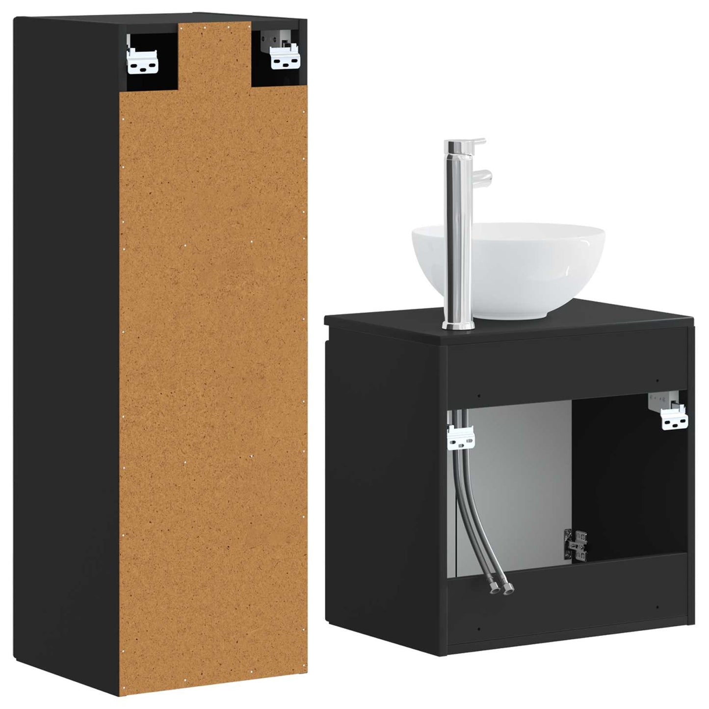 Badkamermeubelset 2 st Zwart 33 x 34,5 x 100 cm Bewerkt hout