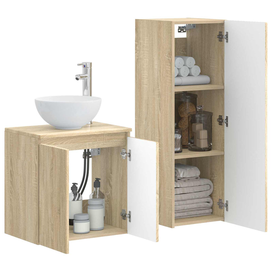 Badkamermeubelset 2 st Sonoma Eiken 33 x 34,5 x 100 cm