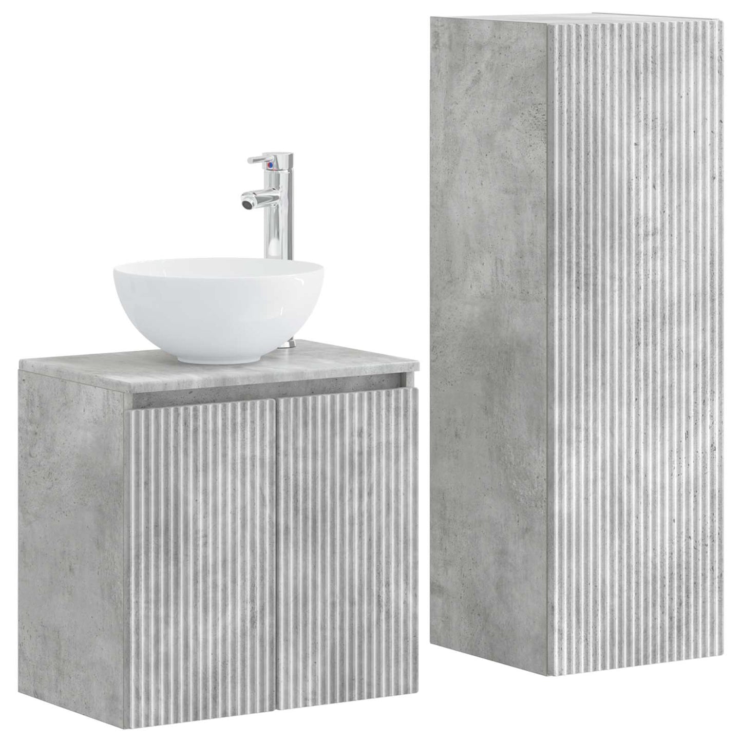 Badkamermeubelset 2 st Betongrijs 33 x 34,5 x 100 cm