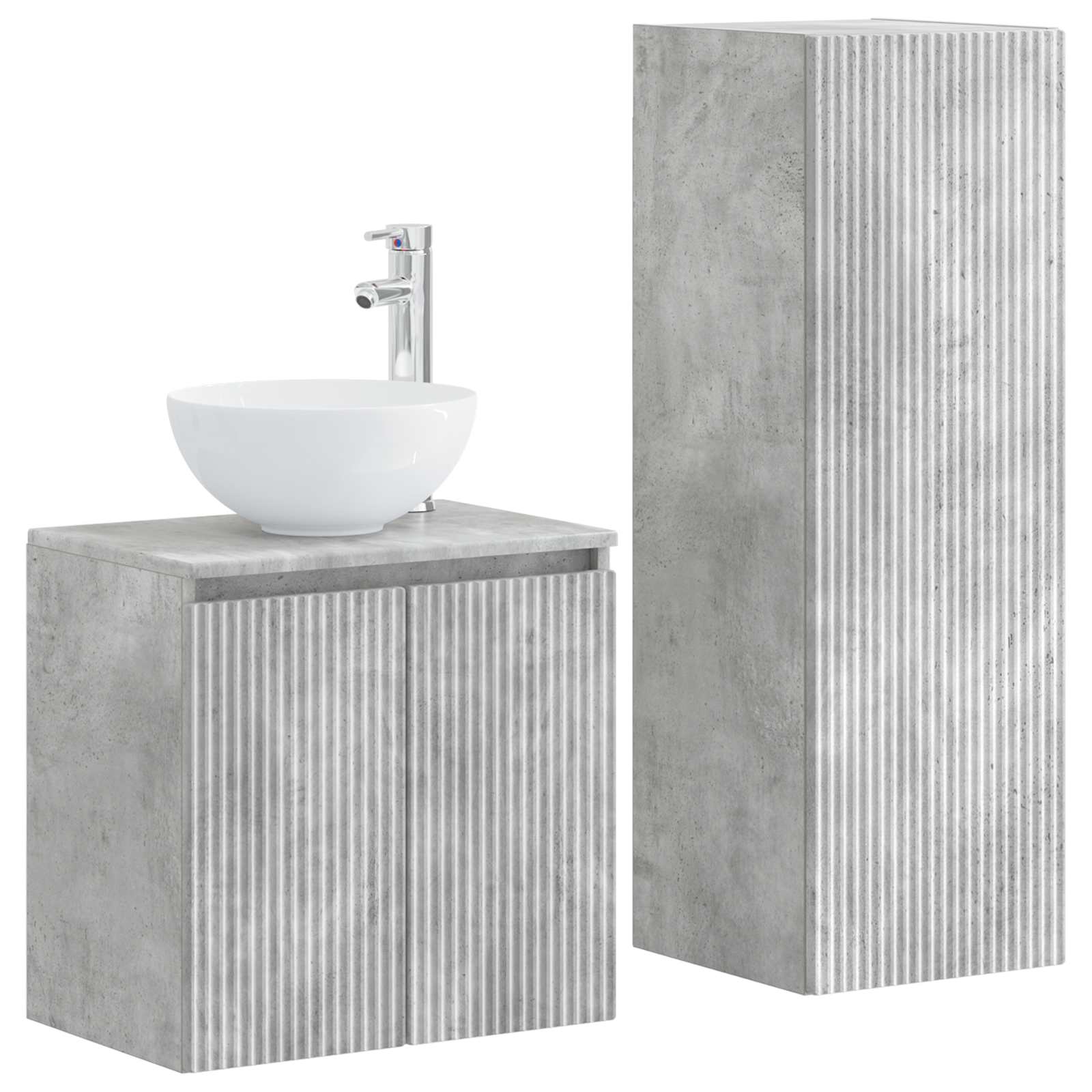 Badkamermeubelset 2 st Betongrijs 33 x 34,5 x 100 cm