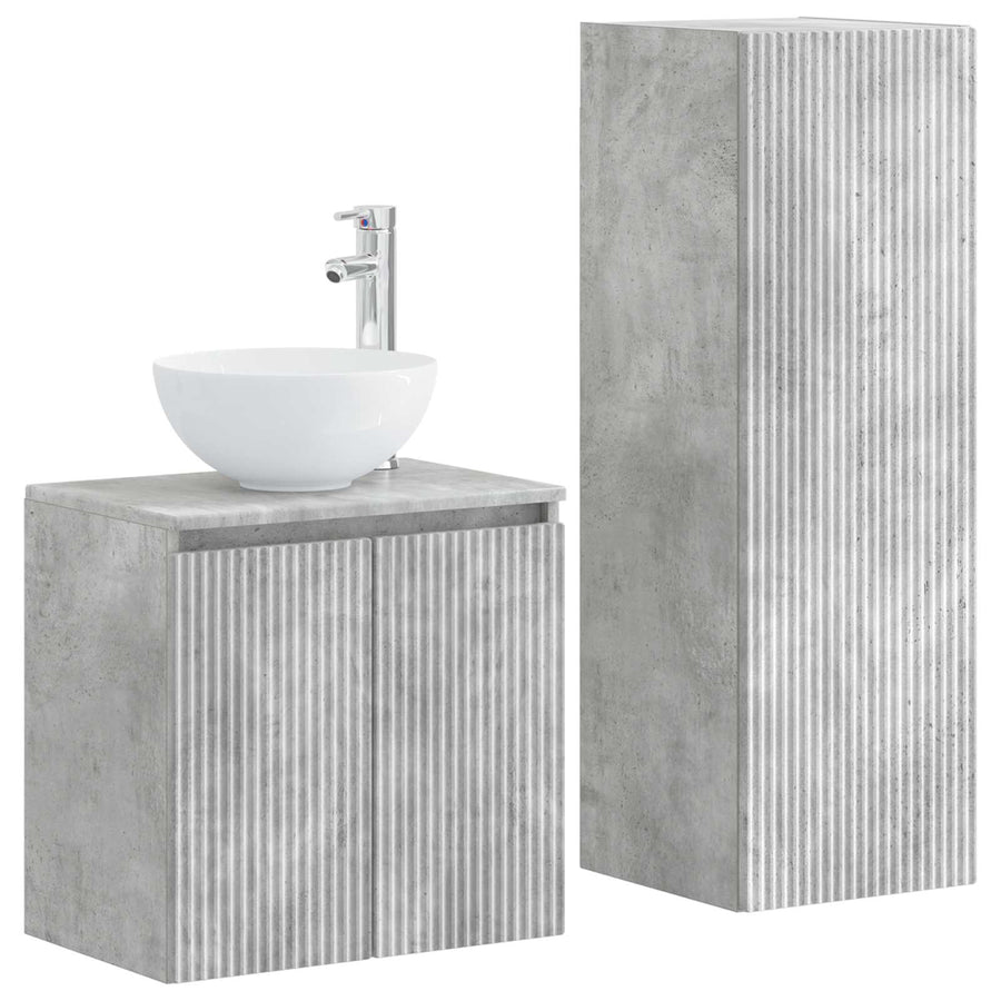 Badkamermeubelset 2 st Betongrijs 33 x 34,5 x 100 cm