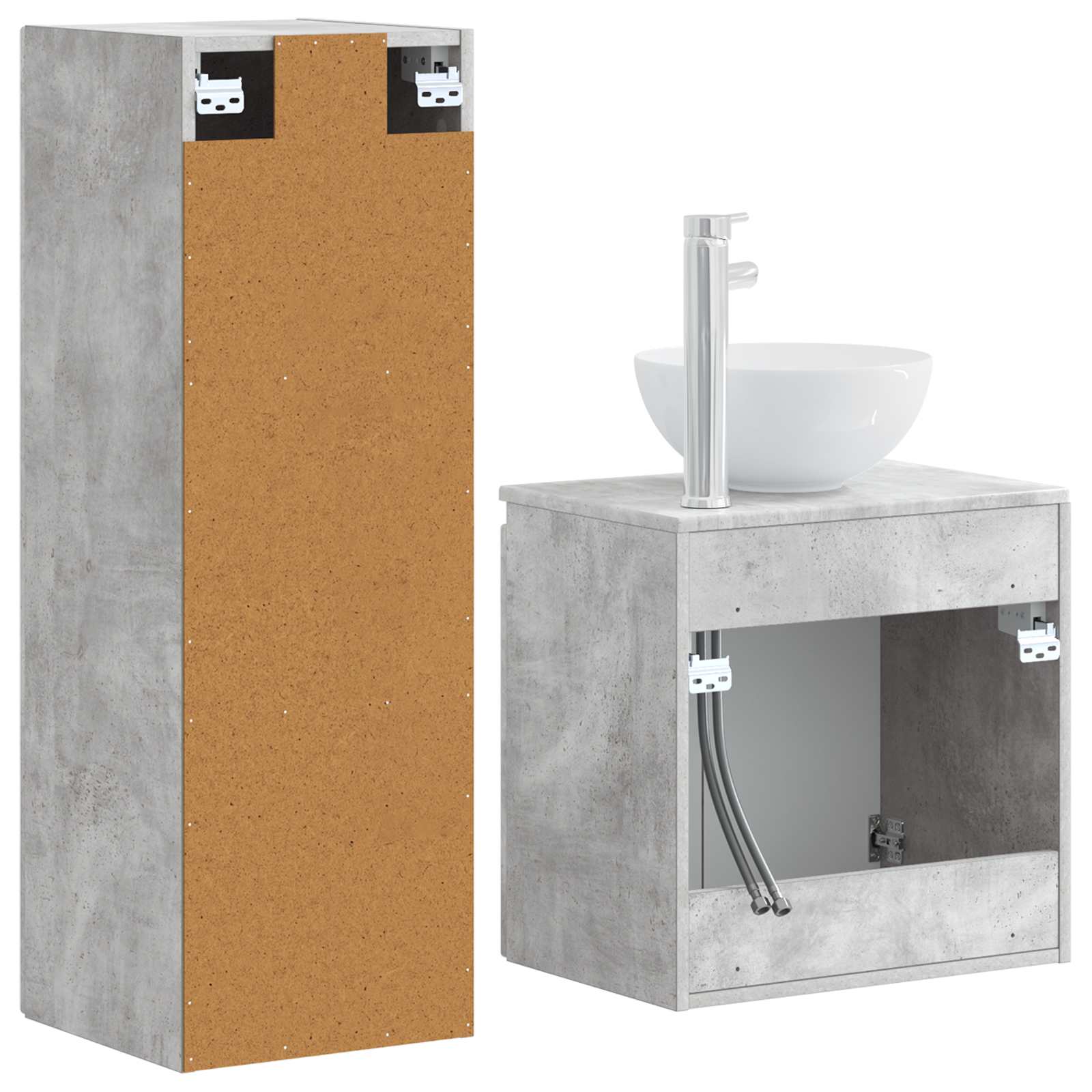 Badkamermeubelset 2 st Betongrijs 33 x 34,5 x 100 cm