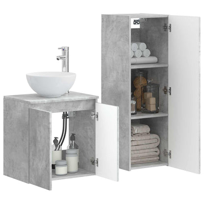 Badkamermeubelset 2 st Betongrijs 33 x 34,5 x 100 cm