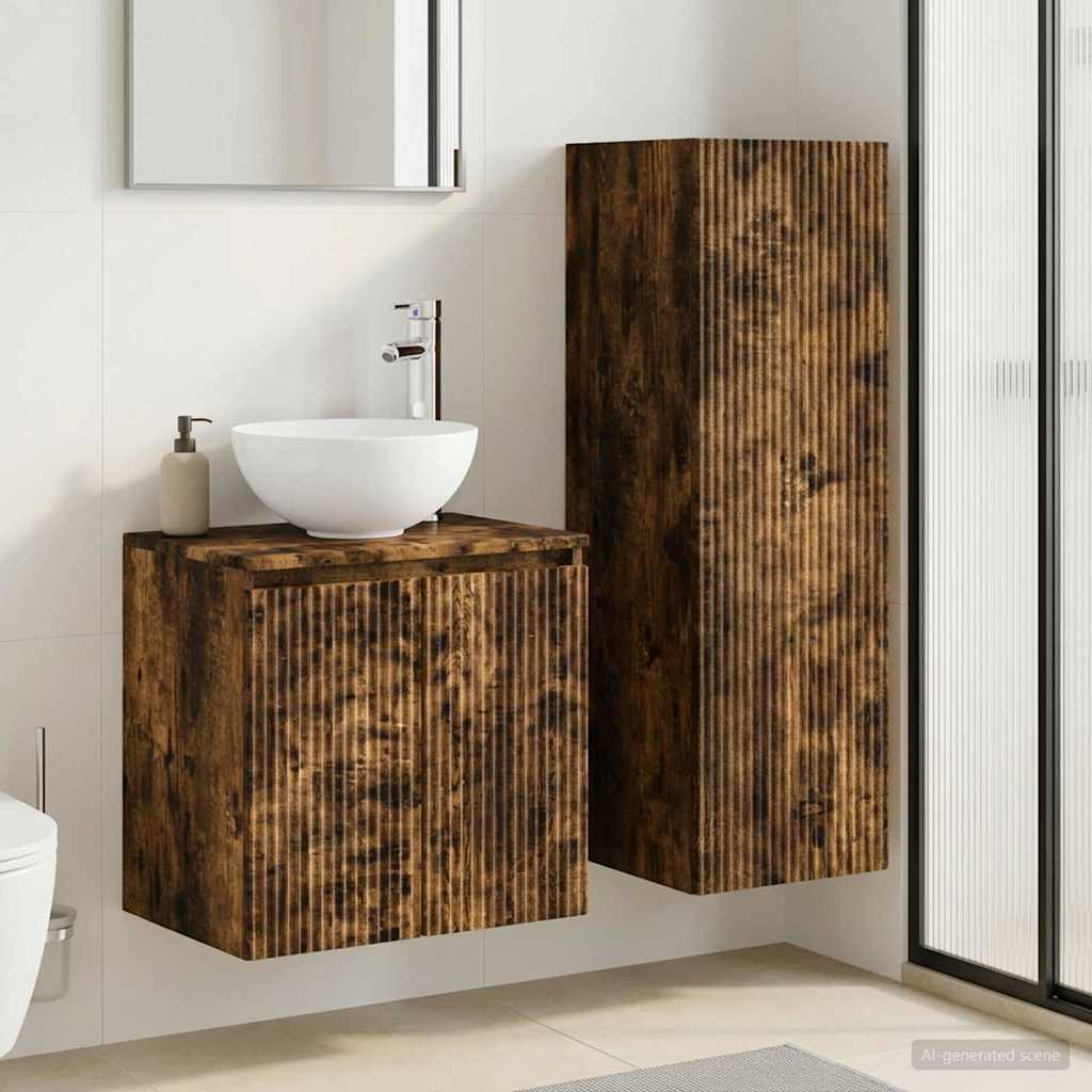 Badkamermeubelset 2 st Gerookt eiken 33 x 34,5 x 100 cm
