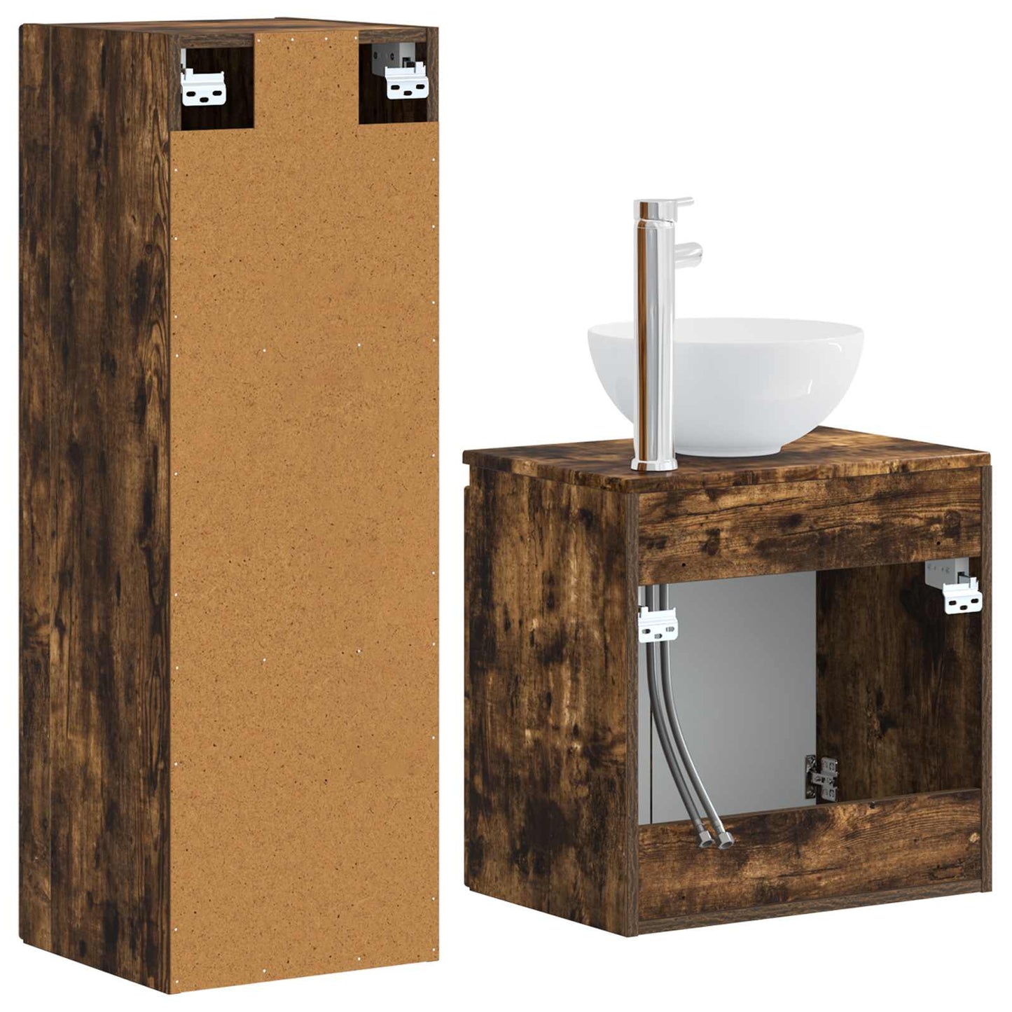 Badkamermeubelset 2 st Gerookt eiken 33 x 34,5 x 100 cm