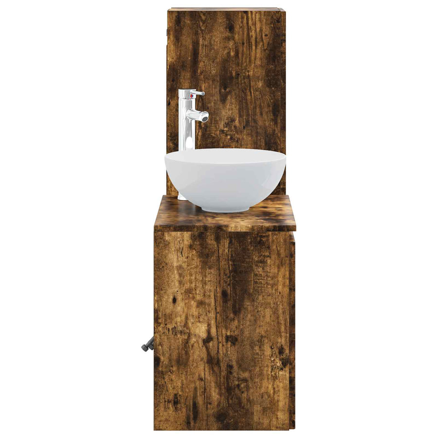 Badkamermeubelset 2 st Gerookt eiken 33 x 34,5 x 100 cm
