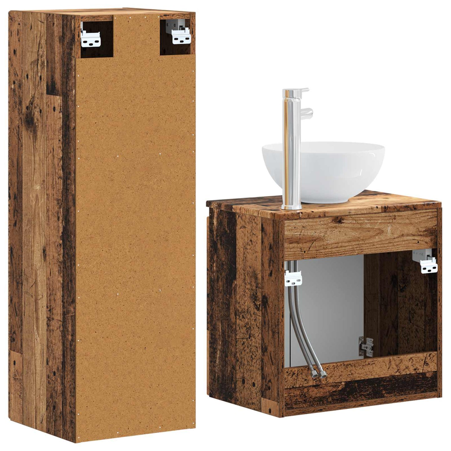 Badkamermeubelset 2 st Oud hout 33 x 34,5 x 100 cm Bewerkt hout