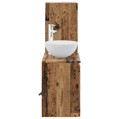 Badkamermeubelset 2 st Oud hout 33 x 34,5 x 100 cm Bewerkt hout