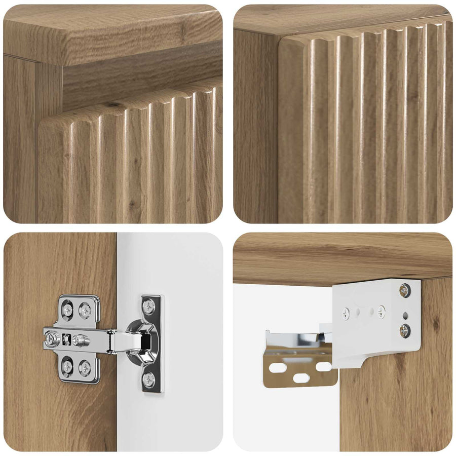 Badkamermeubelset 2 st Artisanaal eiken 33 x 34,5 x 100 cm