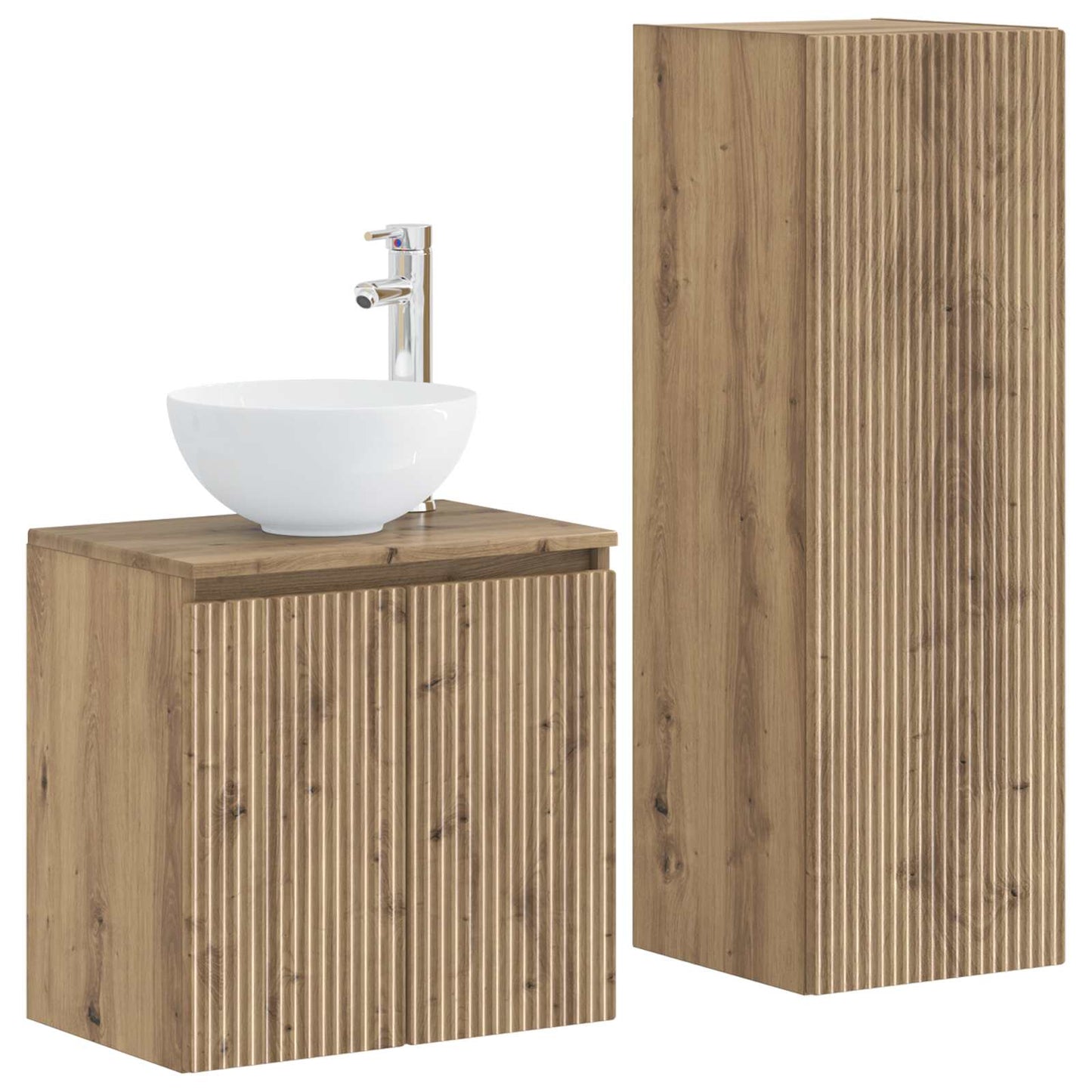 Badkamermeubelset 2 st Artisanaal eiken 33 x 34,5 x 100 cm