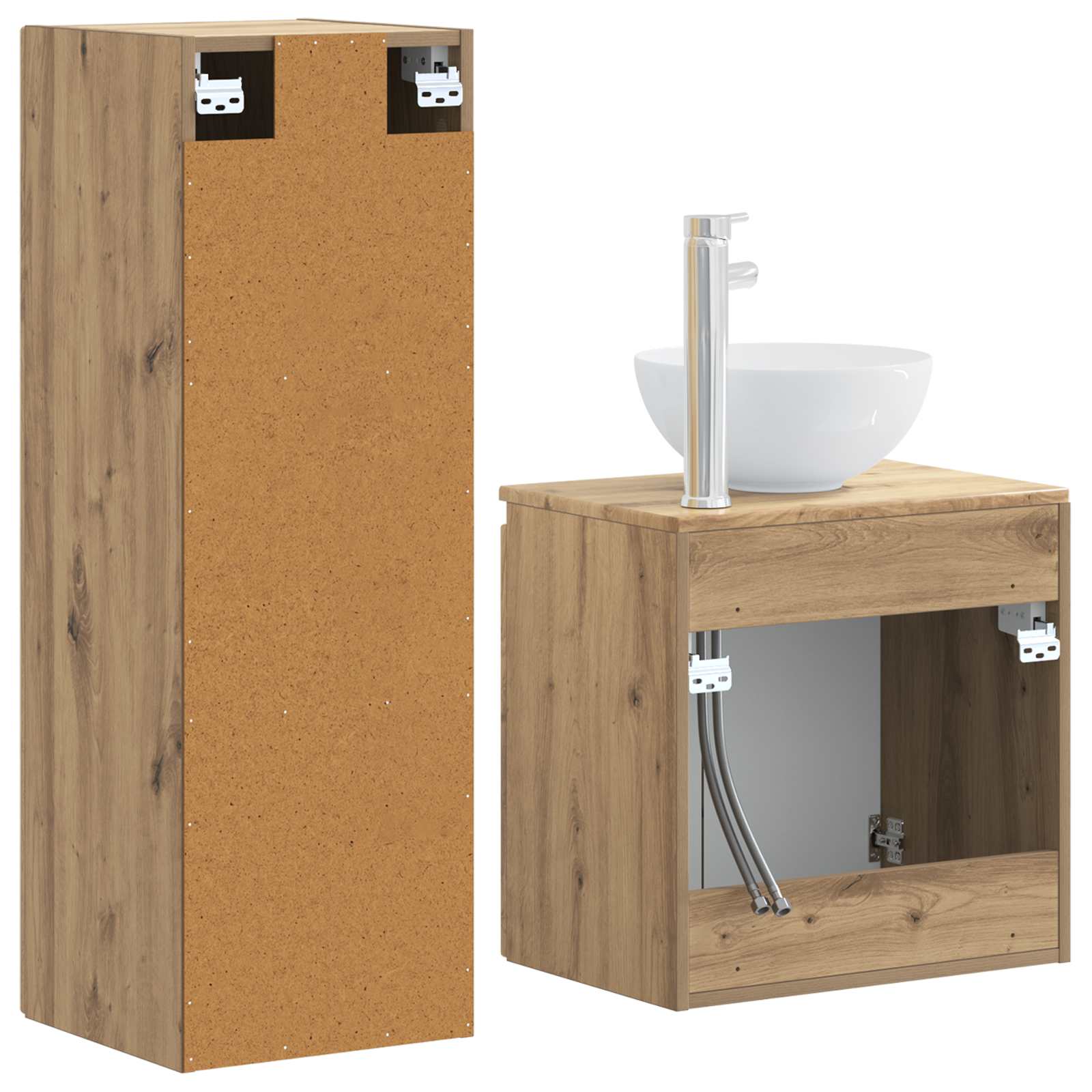 Badkamermeubelset 2 st Artisanaal eiken 33 x 34,5 x 100 cm