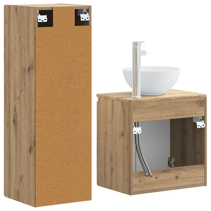 Badkamermeubelset 2 st Artisanaal eiken 33 x 34,5 x 100 cm