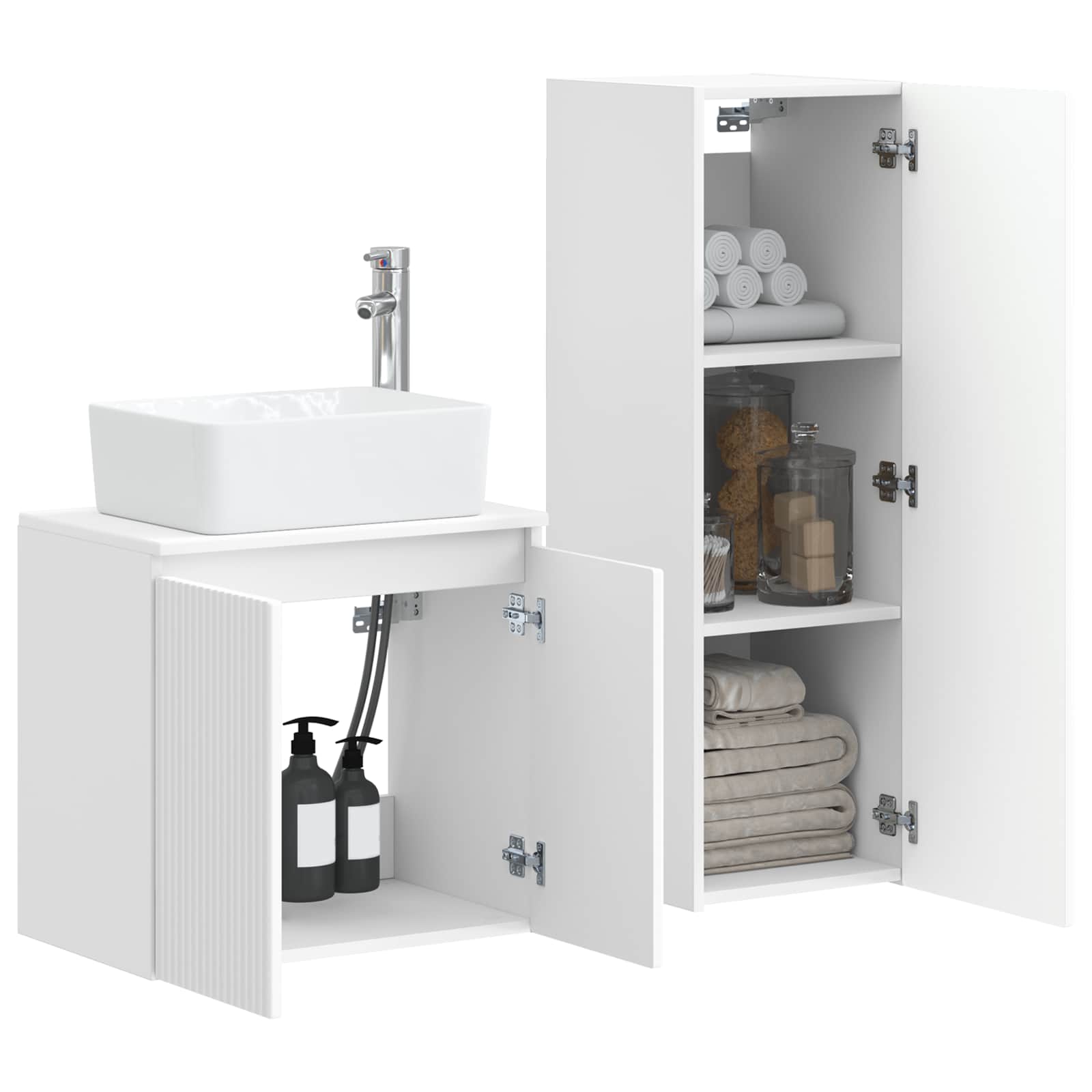 Badkamermeubelset 2 st Wit 33 x 34,5 x 100 cm Bewerkt hout