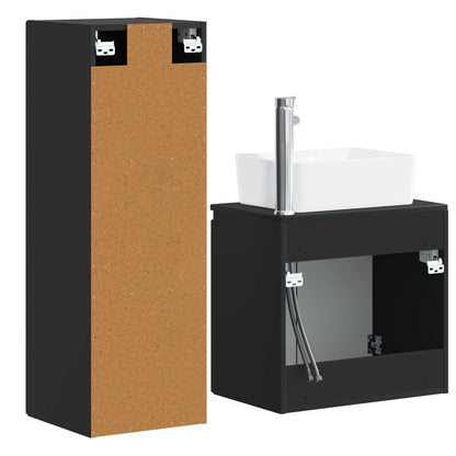 Badkamermeubelset 2 st Zwart 33 x 34,5 x 100 cm Bewerkt hout